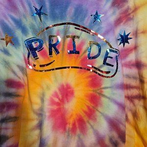 LGBTQ themed Tie Dye Tshirts - Multi colored - Mens XL (for all), PRIDE letterin